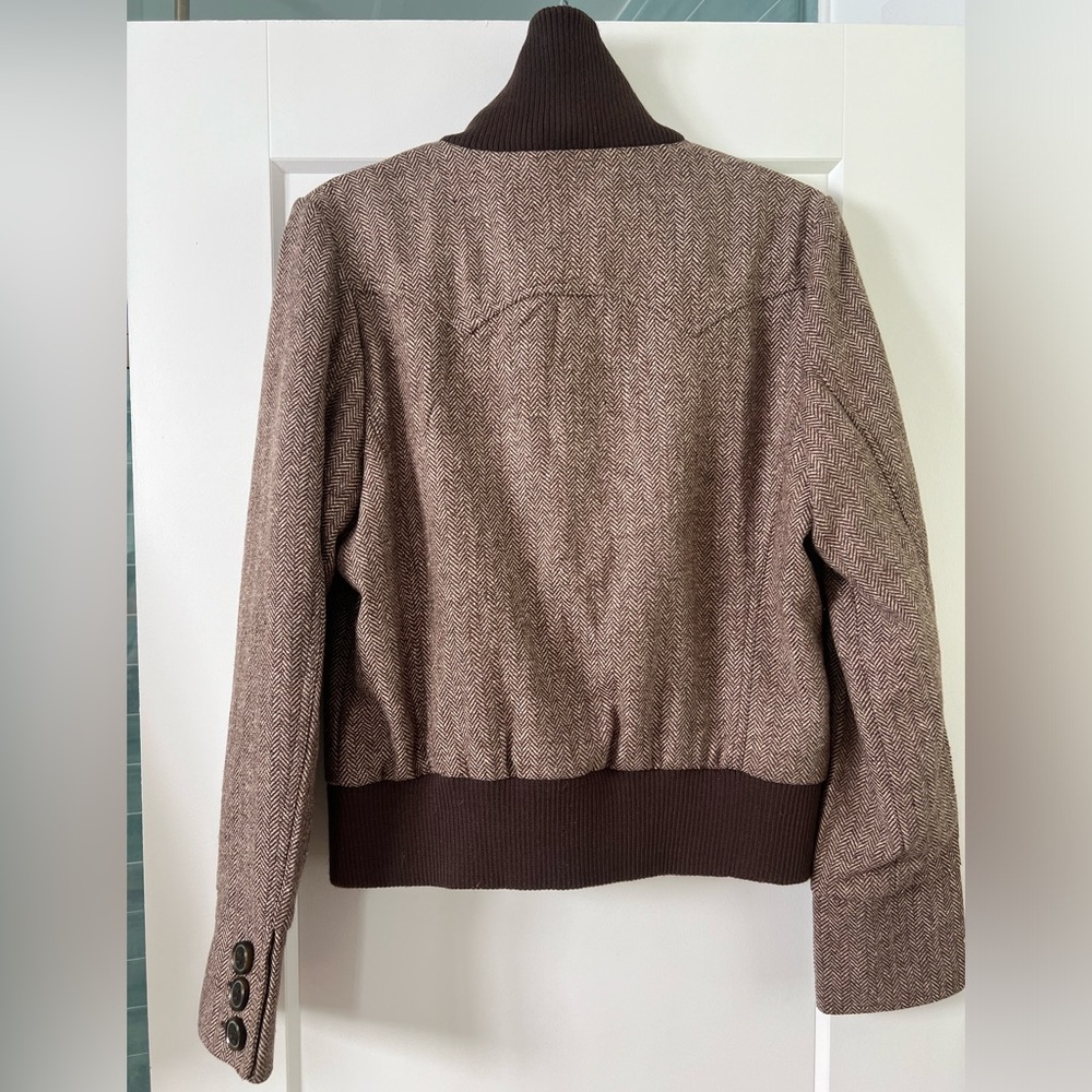 Delias Wool Ronnie Herring Brown Bomber Jacket NWT! dELiA*S - Picture 2 of 12